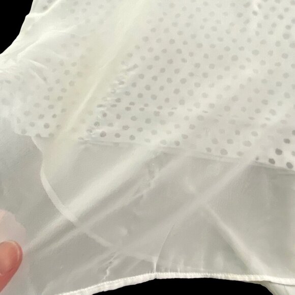 CHICO'S Women Top Sz 2X White Short Wide Sleeves Polka Dot Sheer Overlay 50-4 - Picture 9 of 16